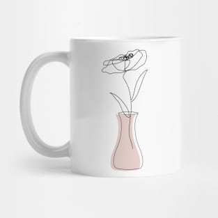 Abstract Poppy Flower One Line Art Mug